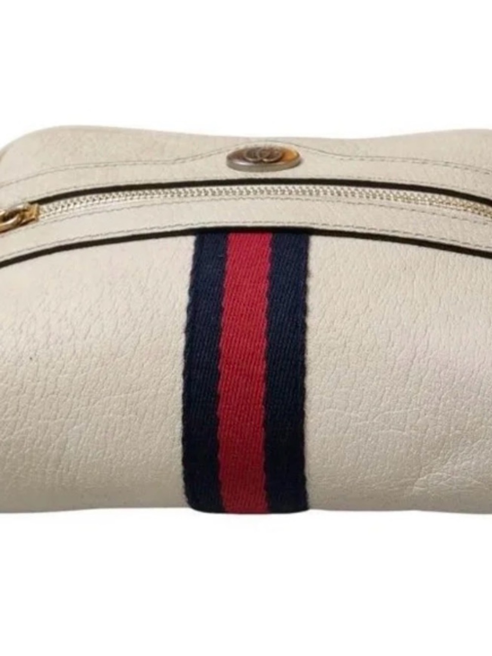 Gucci white Cream Leather crossbody bag with Signature Red and Blue Web Stripe - Picture 4 of 7